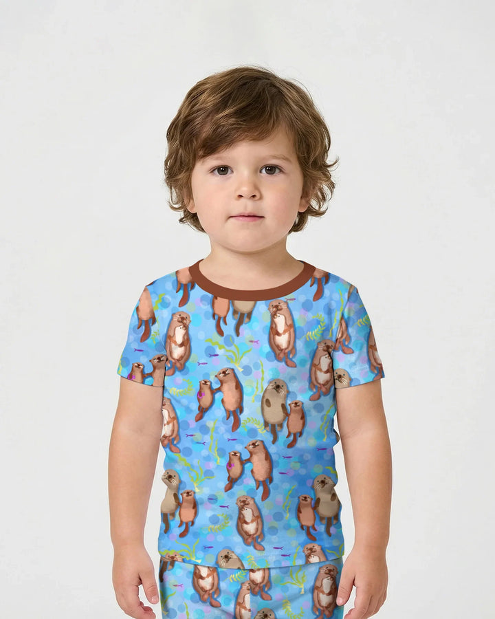 Otterly Together Bamboo Two Piece Short Sleeve Shorts Pajama Set