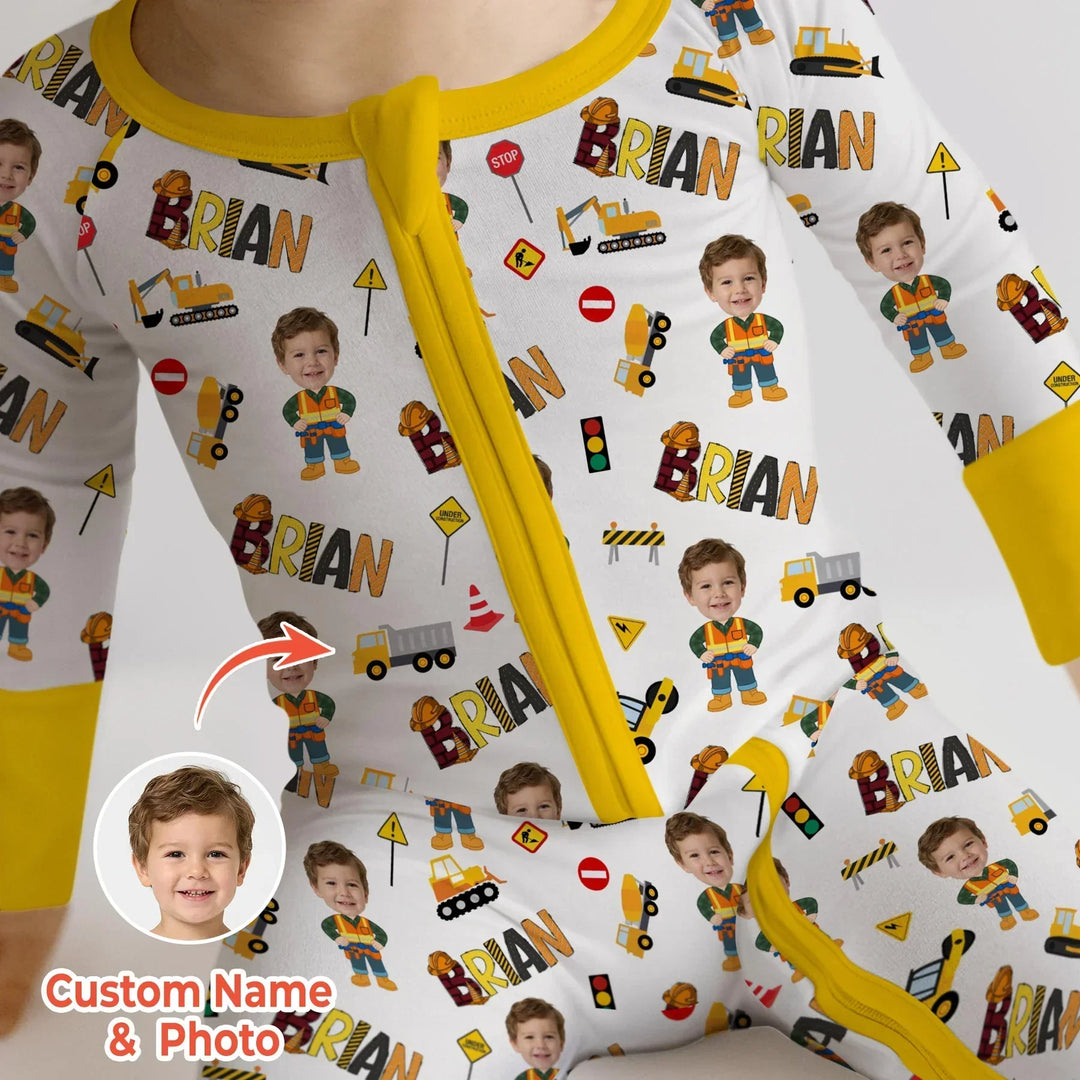 Custom Photo Doodle Little Builder Bamboo Convertible Zippy