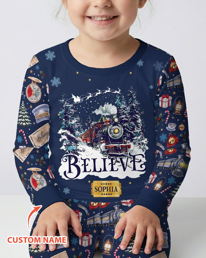 Believe Train Bamboo Two Piece Long Sleeve Pajama Set