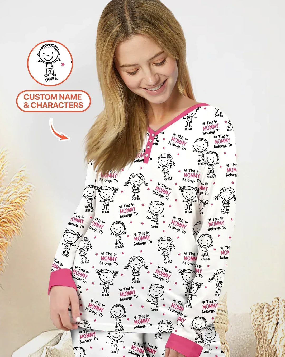 Custom Name "This Mommy Belongs To" Doodle Bamboo Women Pajama Set