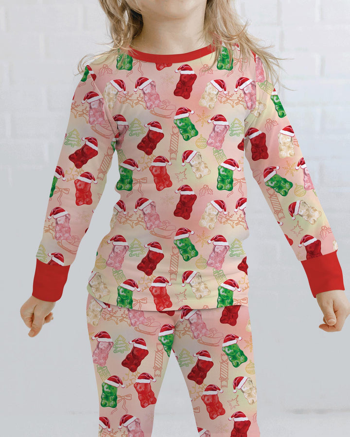 Gummy Bear Santa Christmas Bamboo Two Piece Long Sleeve Pajama Set