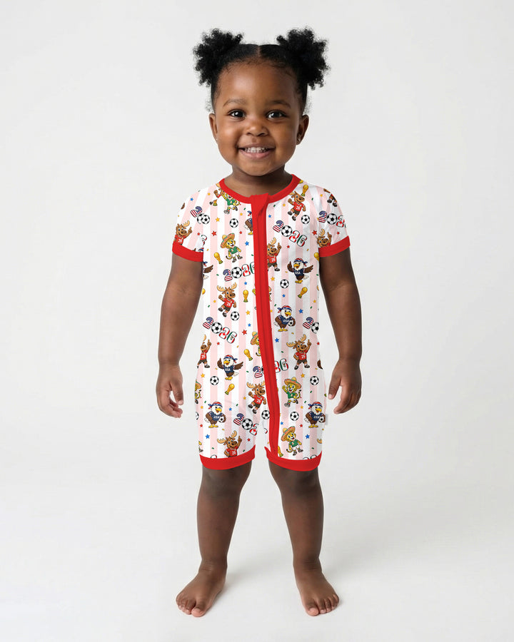 Striped Cute Mascots Soccer Cup 2026 Bamboo Shorty Zippy