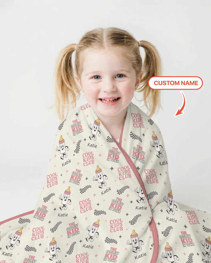 Custom Name Cool Club Daddy & Me Matching Bamboo Blanket