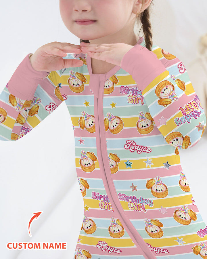 Custom Dumpling Birthday Girl  Bamboo Convertible Zippy