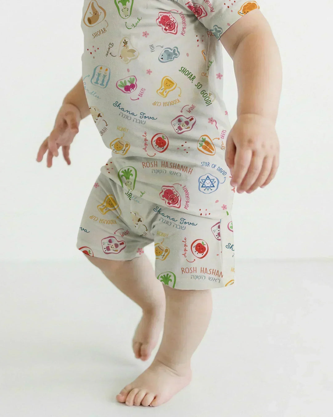 Happy Rosh Hashanah Bamboo Two Piece Short Sleeve Shorts Pajama Set