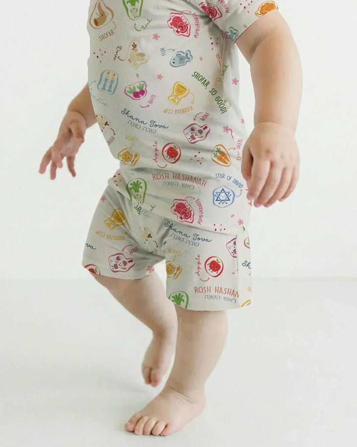 Happy Rosh Hashanah Bamboo Two Piece Short Sleeve Shorts Pajama Set