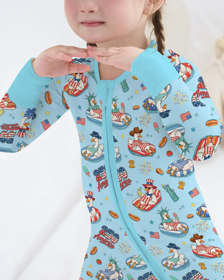 250 America Patriotic Goose Family Matching Bamboo Convertible Zippy