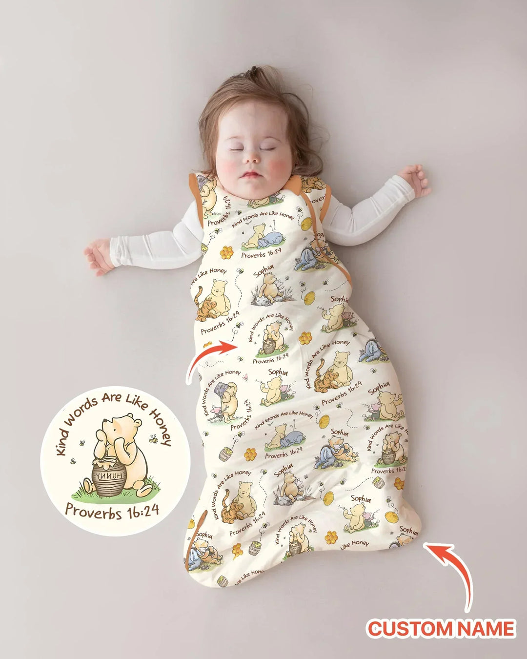 Kind Words Are Like Honey Custom Name Bamboo Sleep Bag