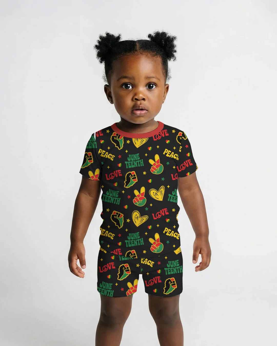 Peace Love Juneteenth Bamboo Two Piece Short Sleeve Shorts Pajama Set