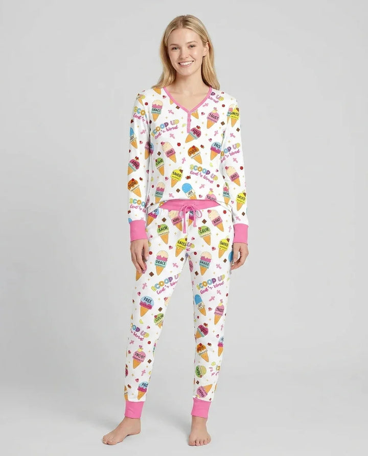 Ice Cream Summer Christian  Bamboo Women Pajama Set