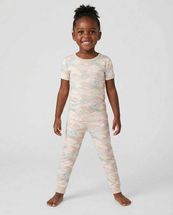 Wandering Geese Family Matching Bamboo Two Piece Short Sleeve Pajama Set