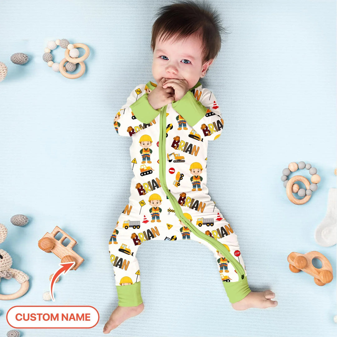 Custom Name Doodle Little Builder Bamboo Convertible Zippy