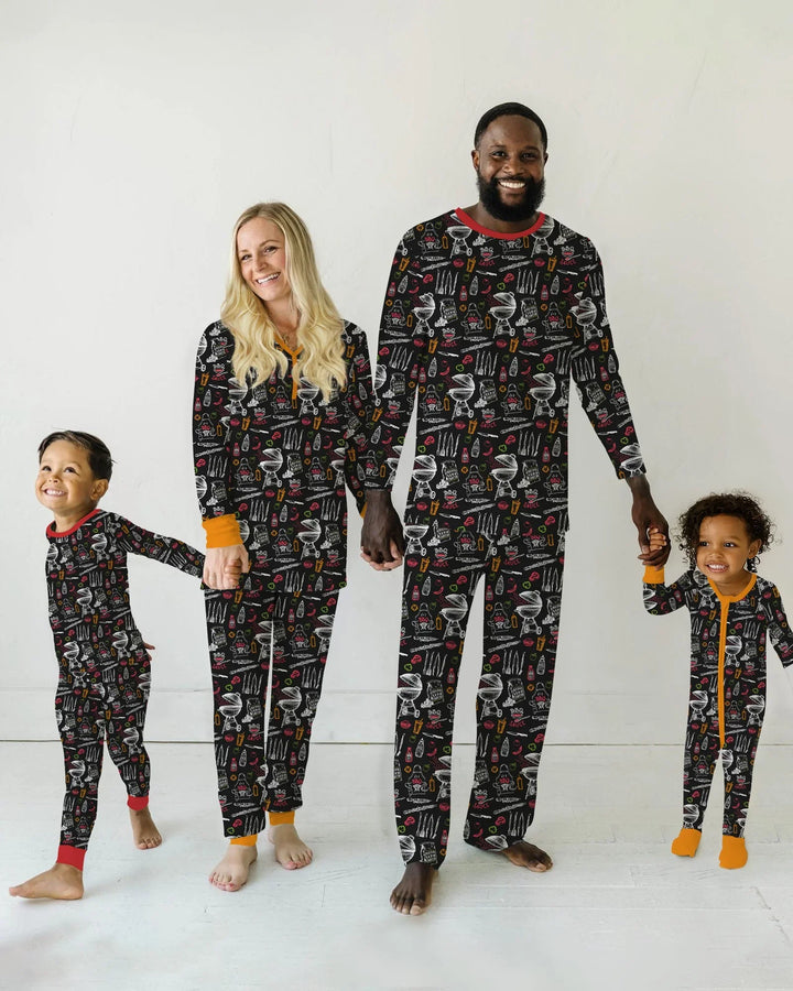Backyard BBQ Party Family Matching Bamboo Two Piece Long Sleeve Pajama Set