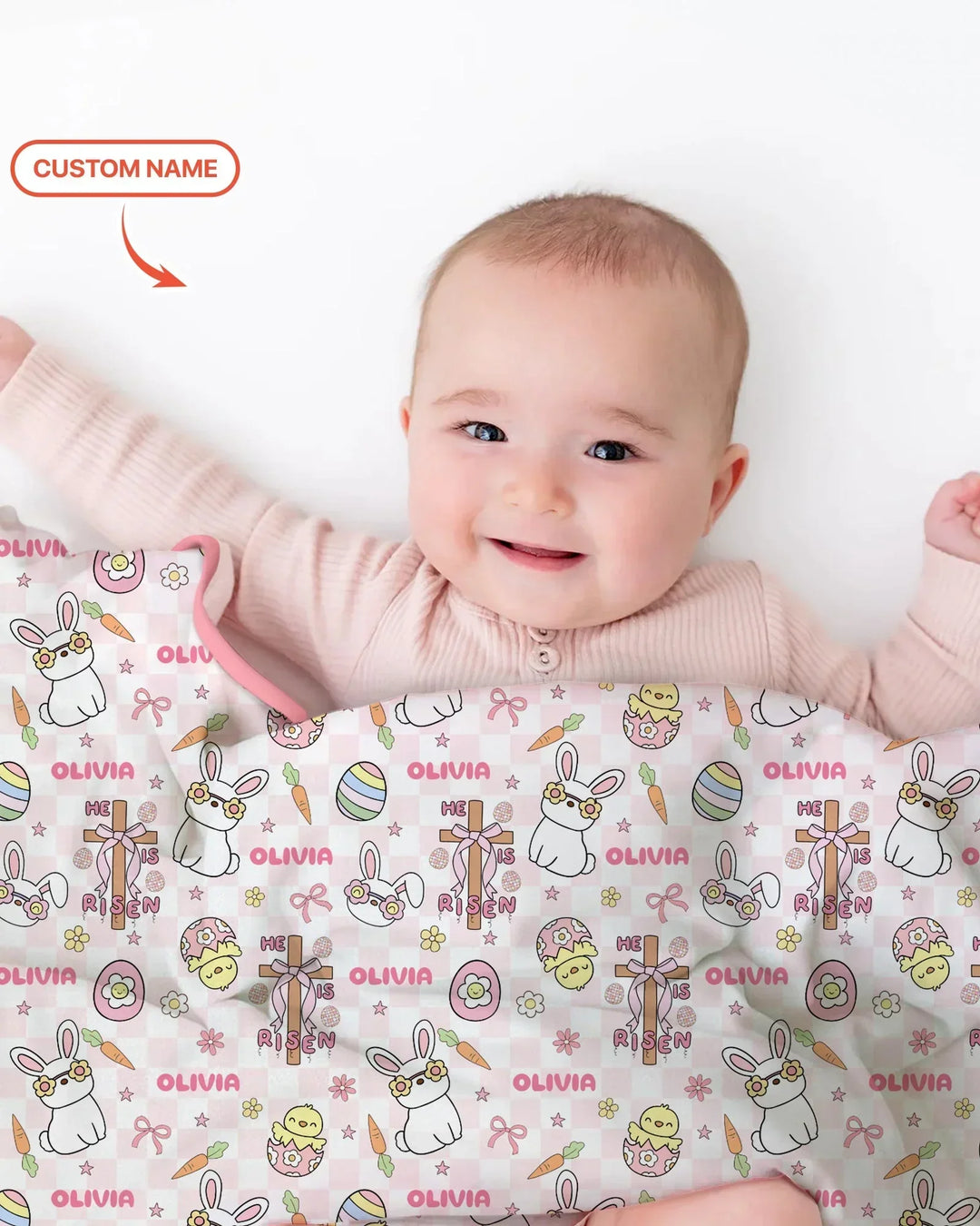 Custom Name Retro Easter Bamboo Blanket