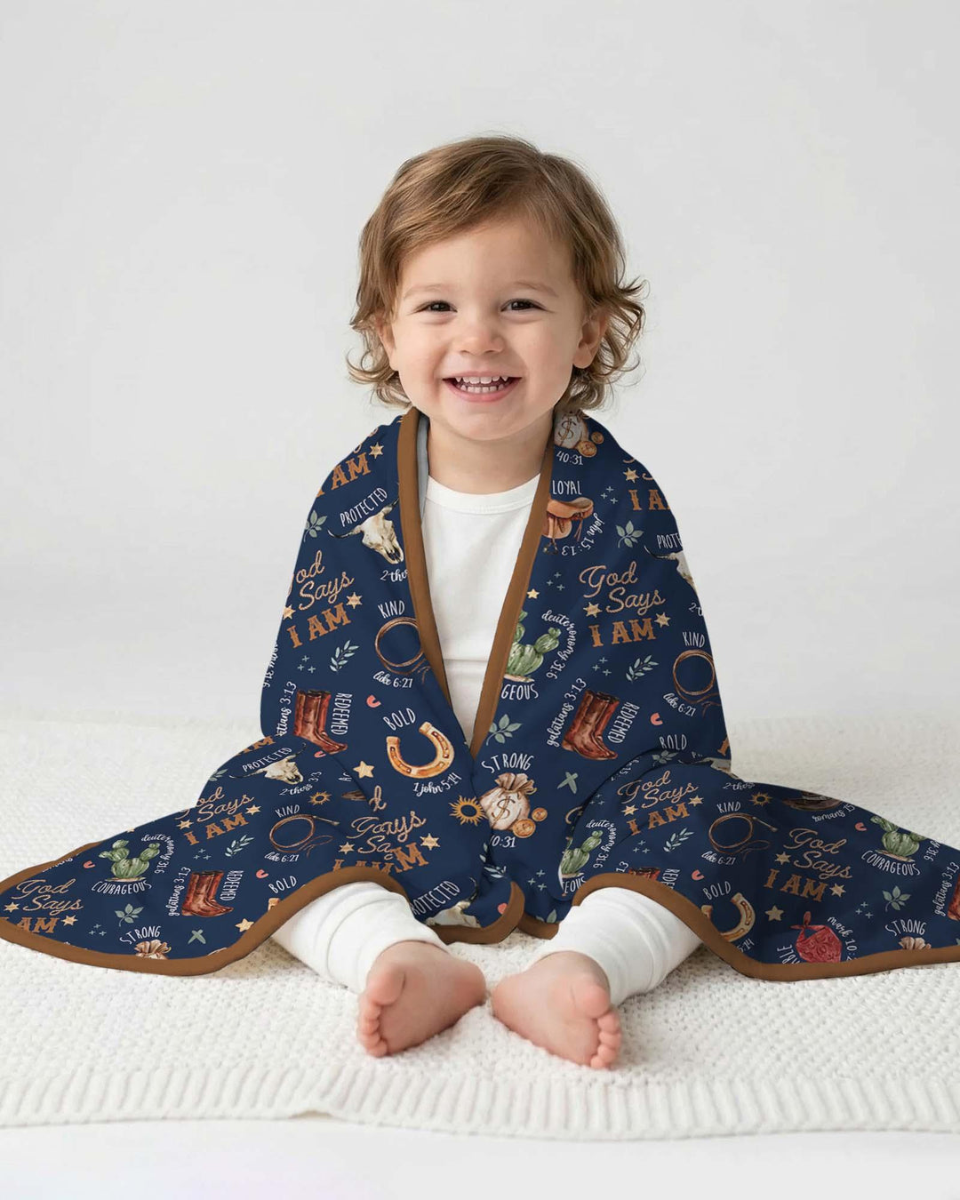 God Says I Am Western Faith Bamboo Blanket