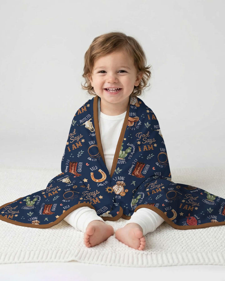 God Says I Am Western Faith Bamboo Blanket