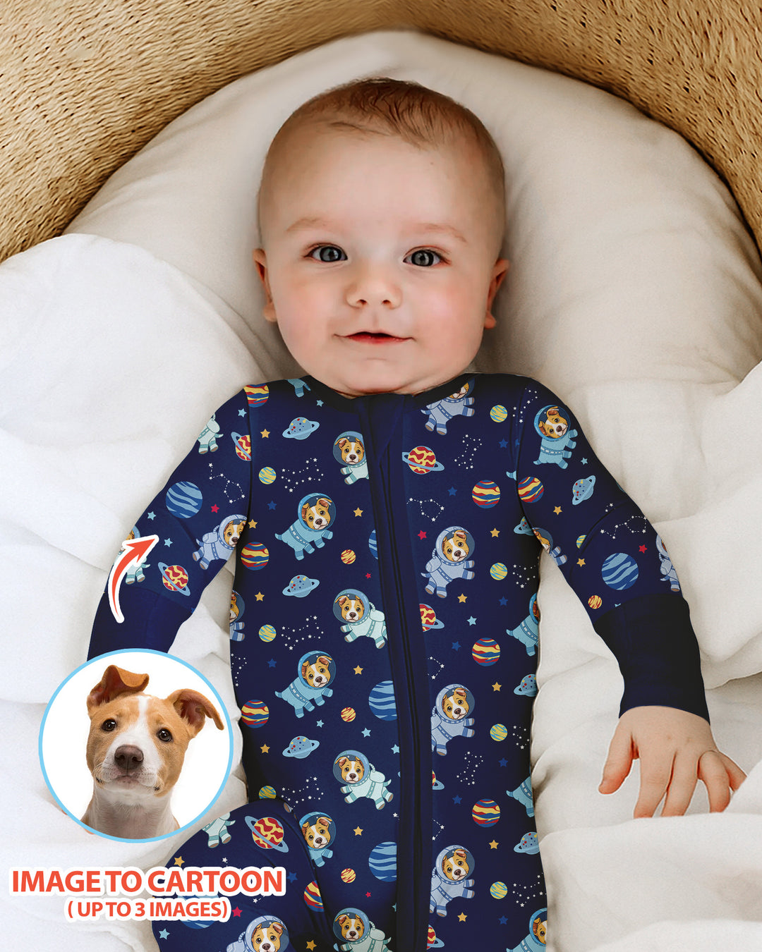 Astronaut Custom Pet Image Family Matching Bamboo Convertible Zippy