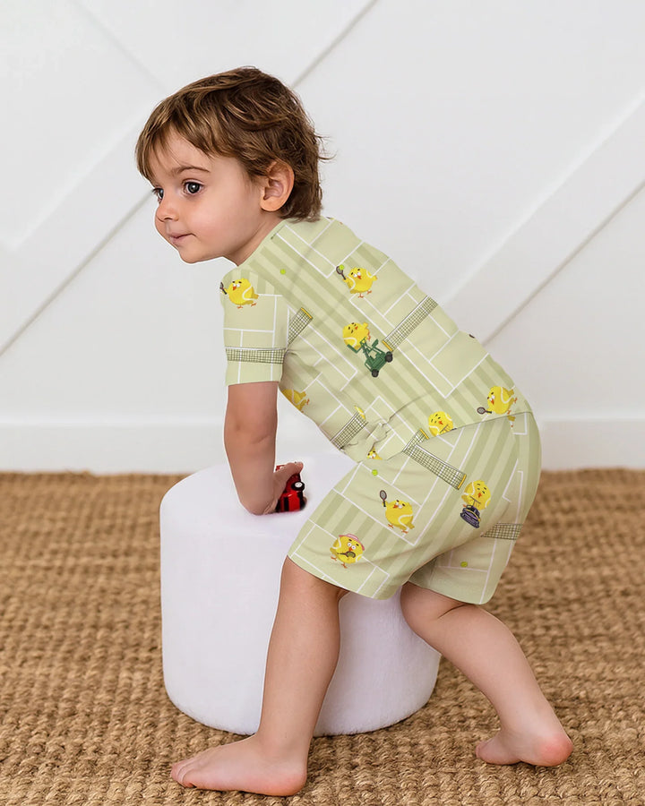 Tennis Bamboo Two Piece Short Sleeve Shorts Pajama Set