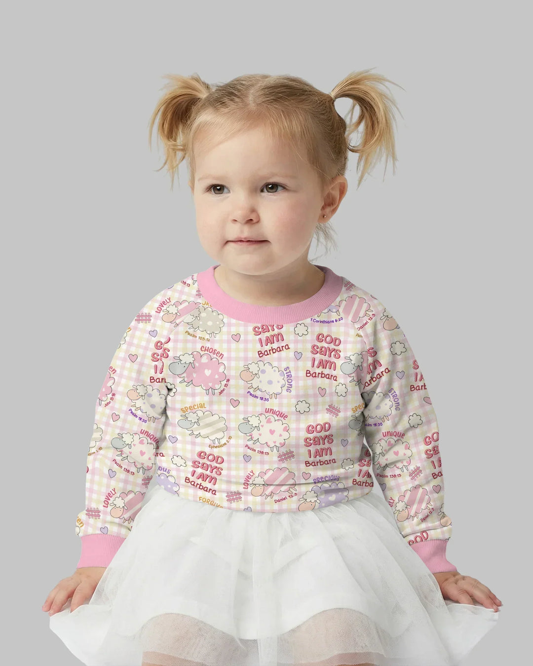 Little Lamb God Says I Am Custom Name Bamboo Crewneck Sweatshirt
