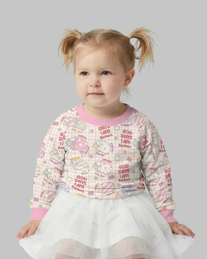 Little Lamb God Says I Am Custom Name Bamboo Crewneck Sweatshirt