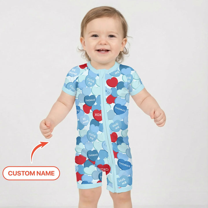 Valentine Candy Crush Family Matching Bamboo Shorty Zippy