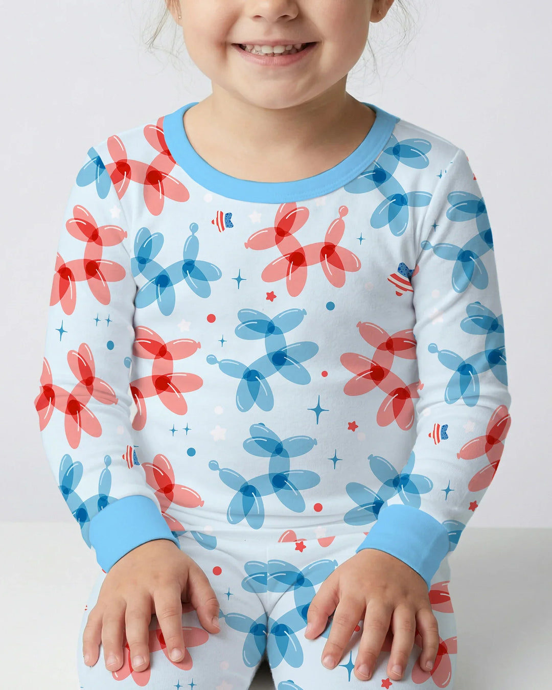 American Balloon Dog Party Bamboo Two Piece Long Sleeve Pajama Set