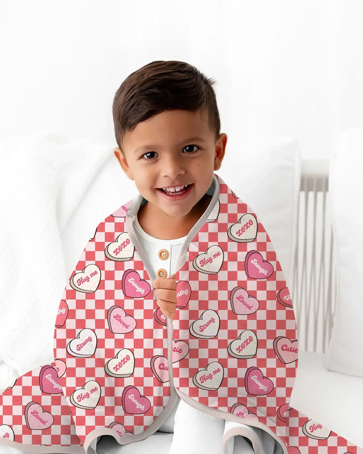 Valentine in Hearts Bamboo Blanket