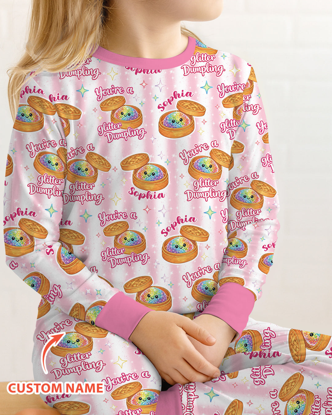 Personalized You're Glitter Dumpling Bamboo Two Piece Long Sleeve Pajama Set