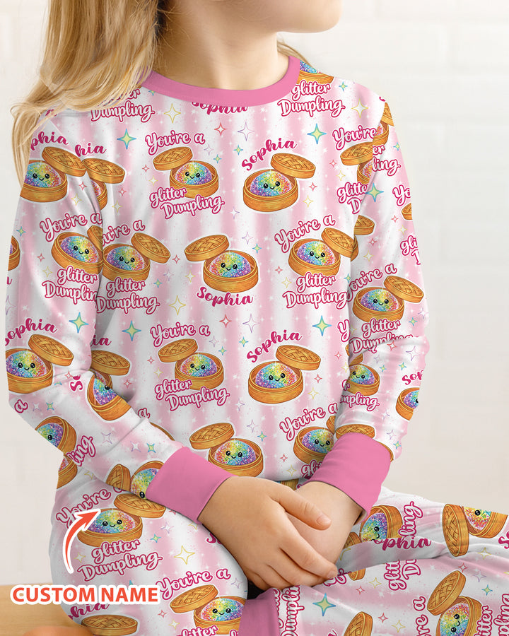 Personalized You're Glitter Dumpling Bamboo Two Piece Long Sleeve Pajama Set