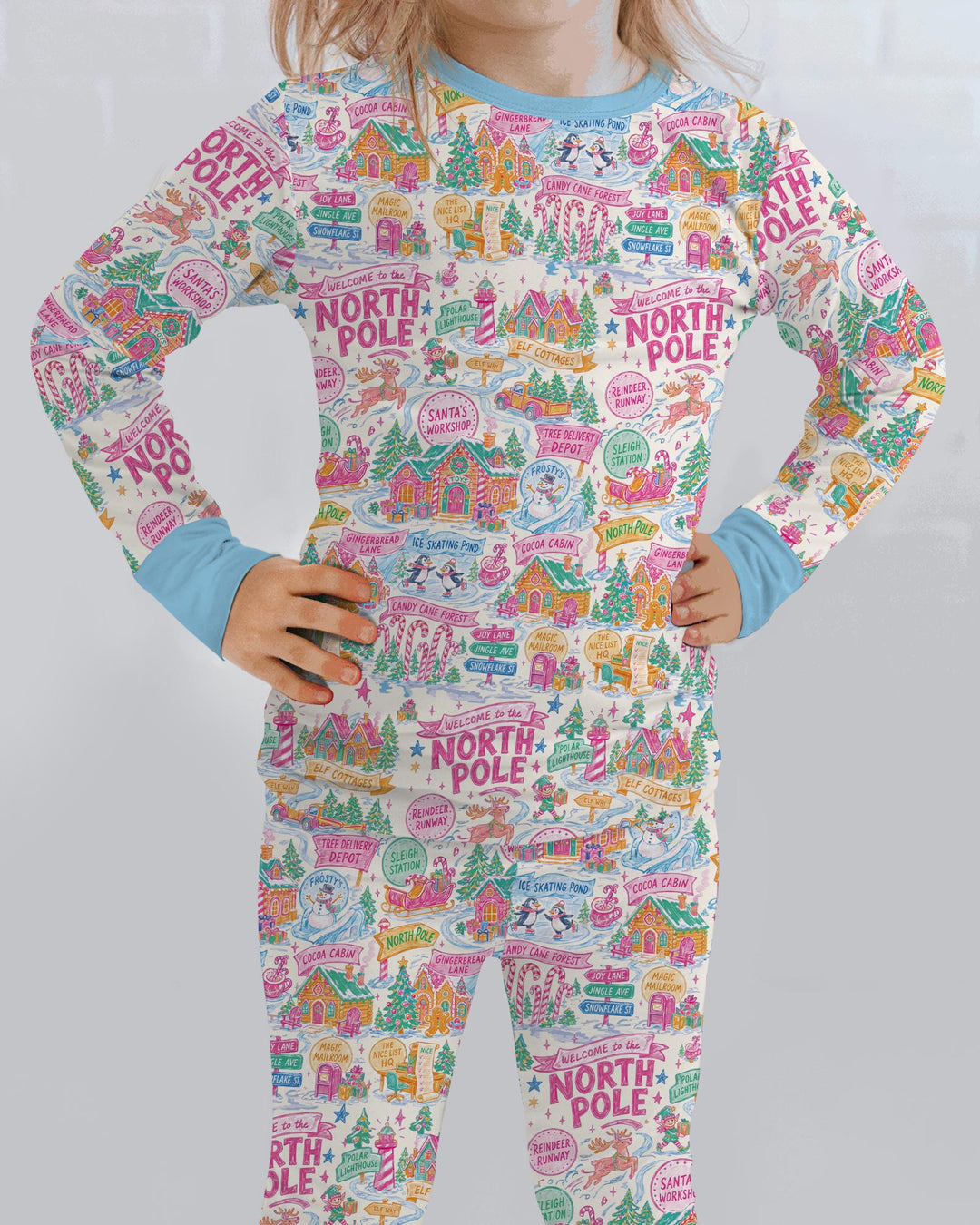 Pink North Pole Wonderland Bamboo Two Piece Long Sleeve Pajama Set