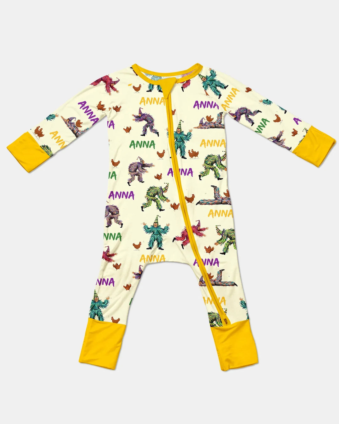 Custom Name Mardi Gras Chicken Chase Family Matching Bamboo Convertible Zippy