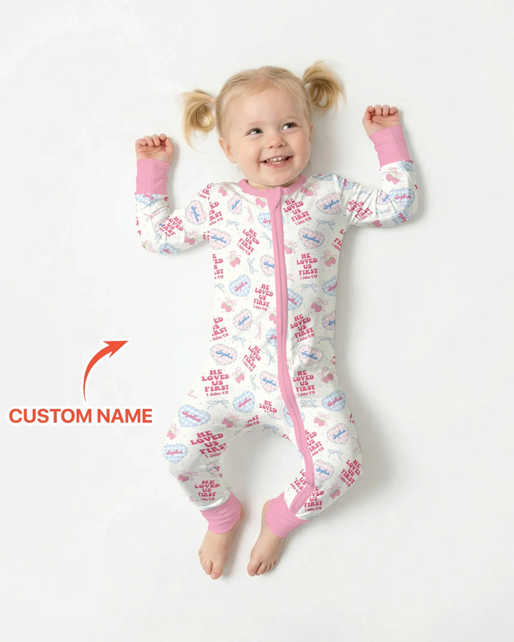 He Loved Us First Custom Name Bamboo Convertible Zippy