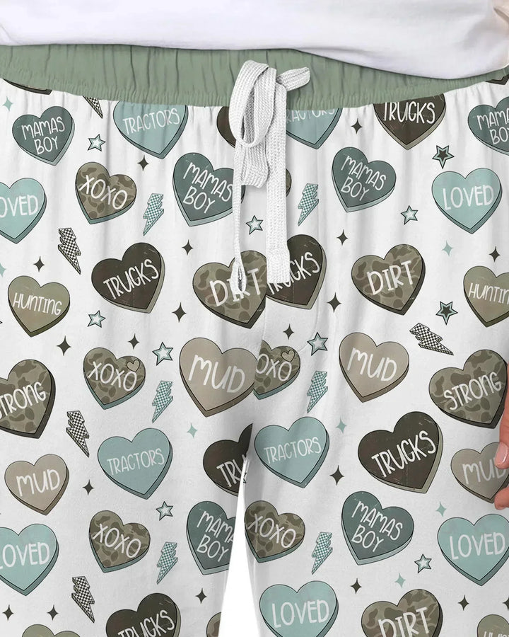 Personalized Hunting Sweethearts Candy Daddy & Me Matching Bamboo Men's Pajama Set