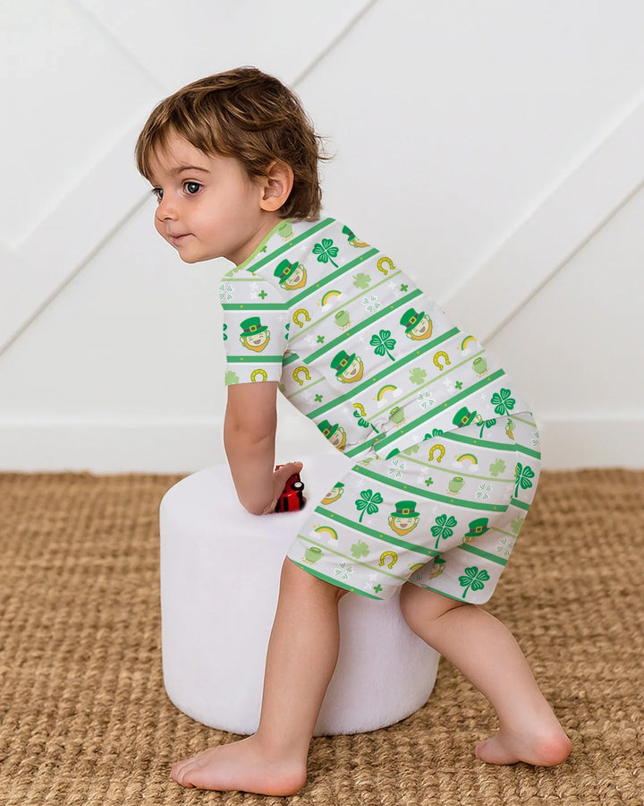 Happy Saint Patrick's Day Bamboo Two Piece Short Sleeve Shorts Pajama Set