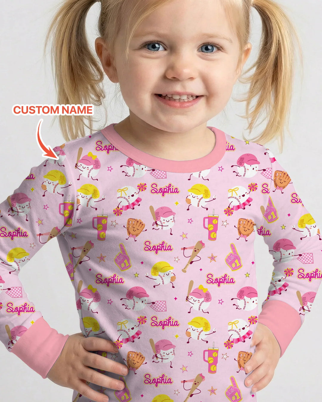Baseball Mama and Mini Matching Bamboo Two Piece Long Sleeve Pajama Set