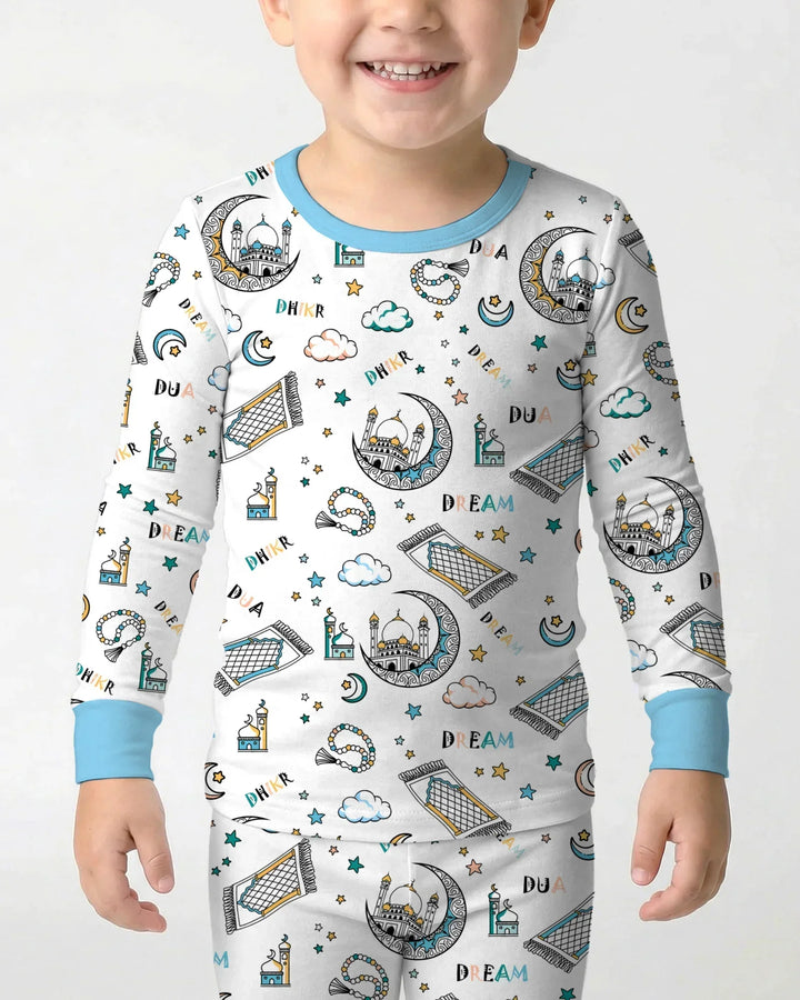 Dua, Dhikr, Dream Matching Family Bamboo Two Piece Long Sleeve Pajama Set