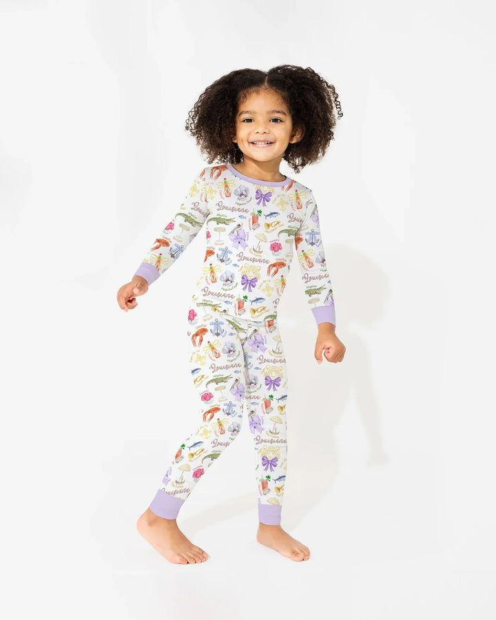 Louisiana Preppy Summer Bamboo Two Piece Long Sleeve Pajama Set