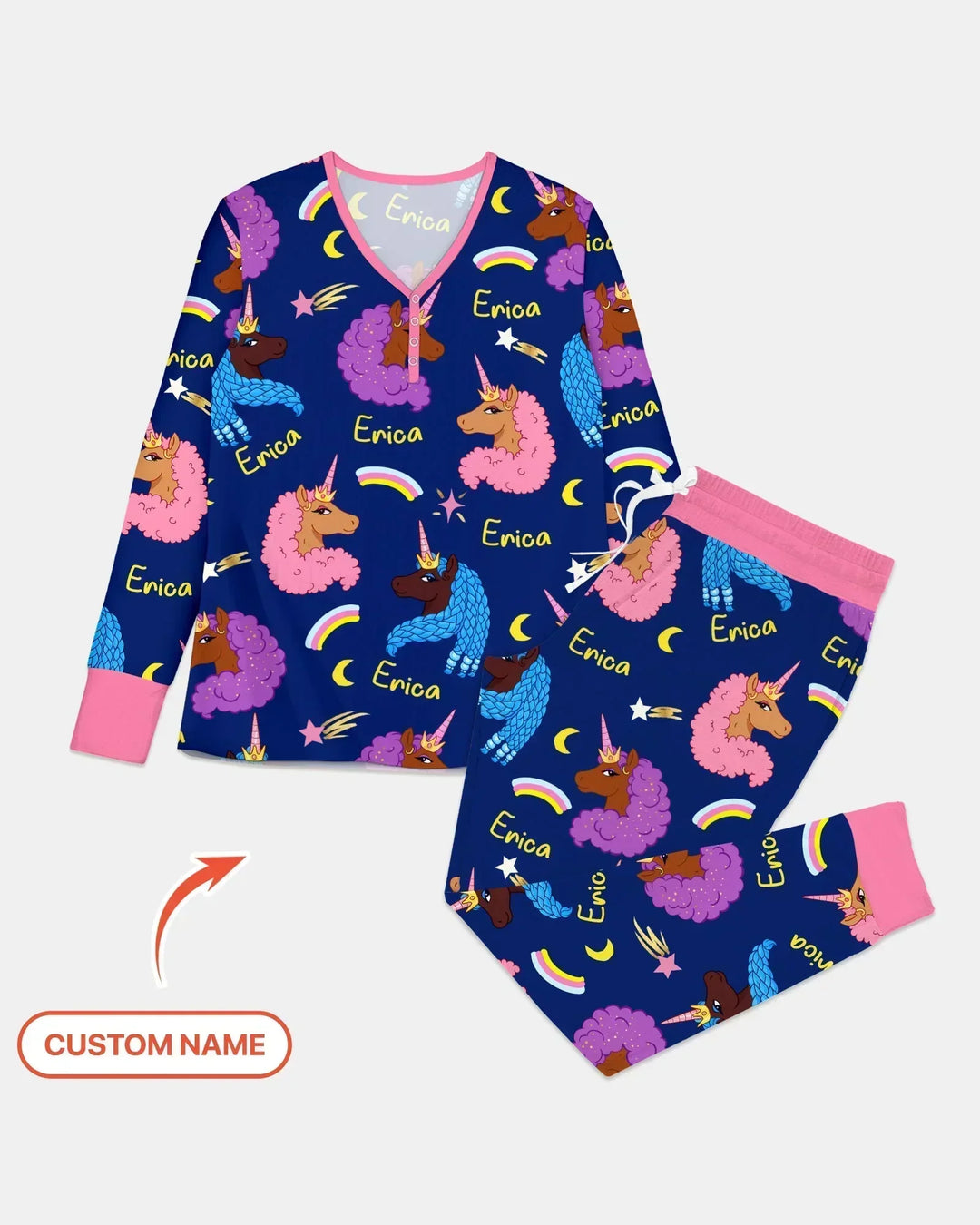 African Astro Unicorn Bamboo Women Pajama Set