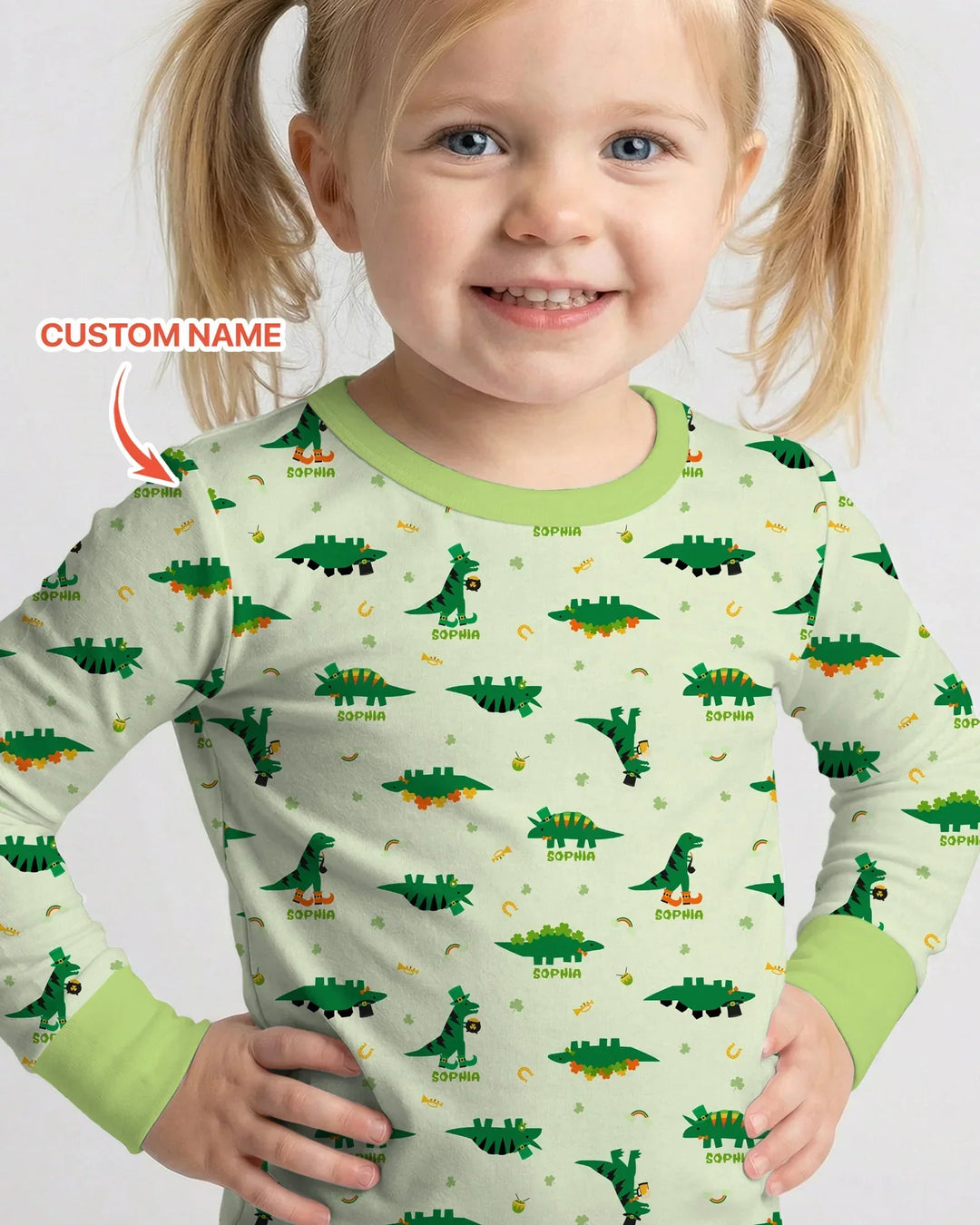 Lucky Dino Bamboo Two Piece Long Sleeve Pajama Set