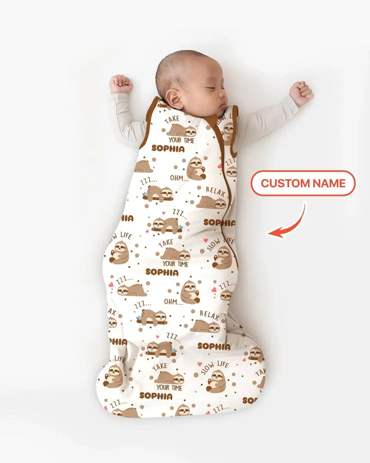 Custom Name Cute Sloth Bamboo Sleep Bag