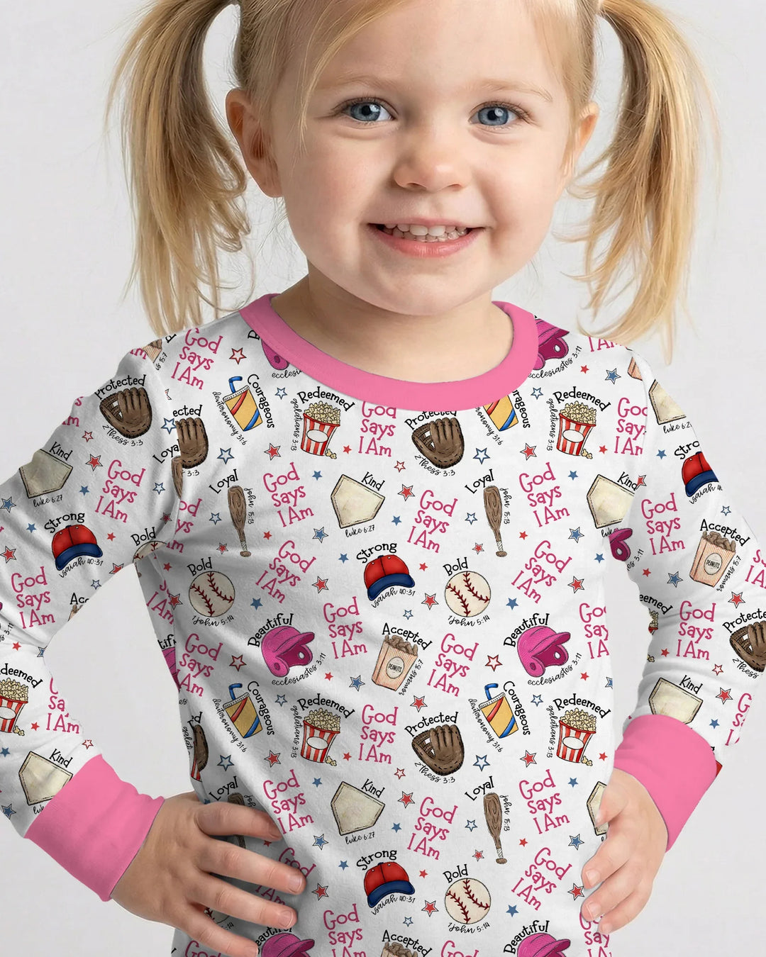 Christian Baseball Bamboo Two Piece Long Sleeve Pajama Set