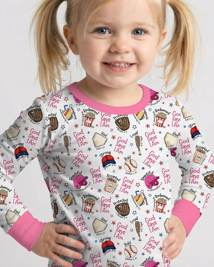 Christian Baseball Bamboo Two Piece Long Sleeve Pajama Set