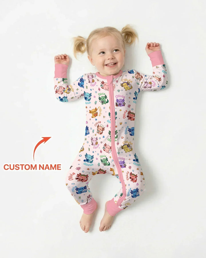 Custom Name Cute Hobby Axolotl Bamboo Convertible Zippy