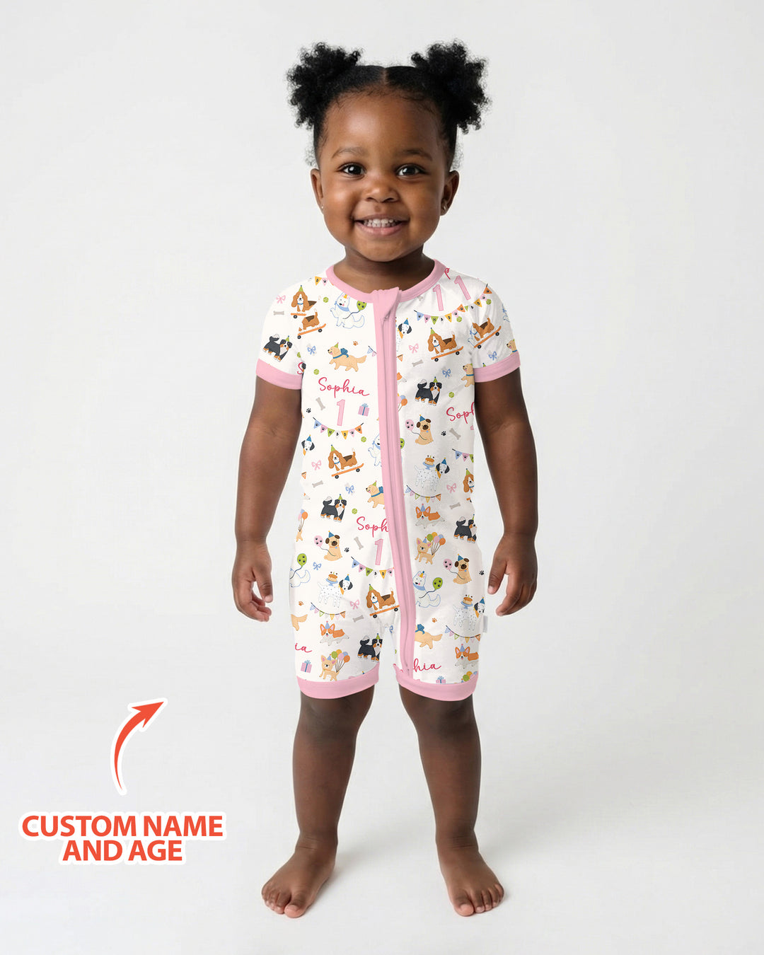Custom Name Birthday Dogs Party Bamboo Shorty Zippy