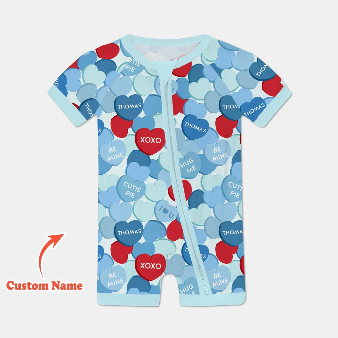 Valentine Candy Crush Family Matching Bamboo Shorty Zippy