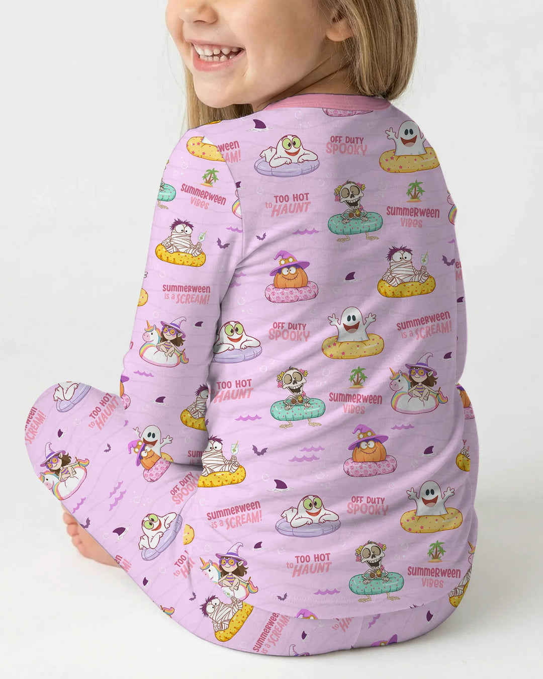 Summerween Cartoon Bamboo Two Piece Long Sleeve Pajama Set