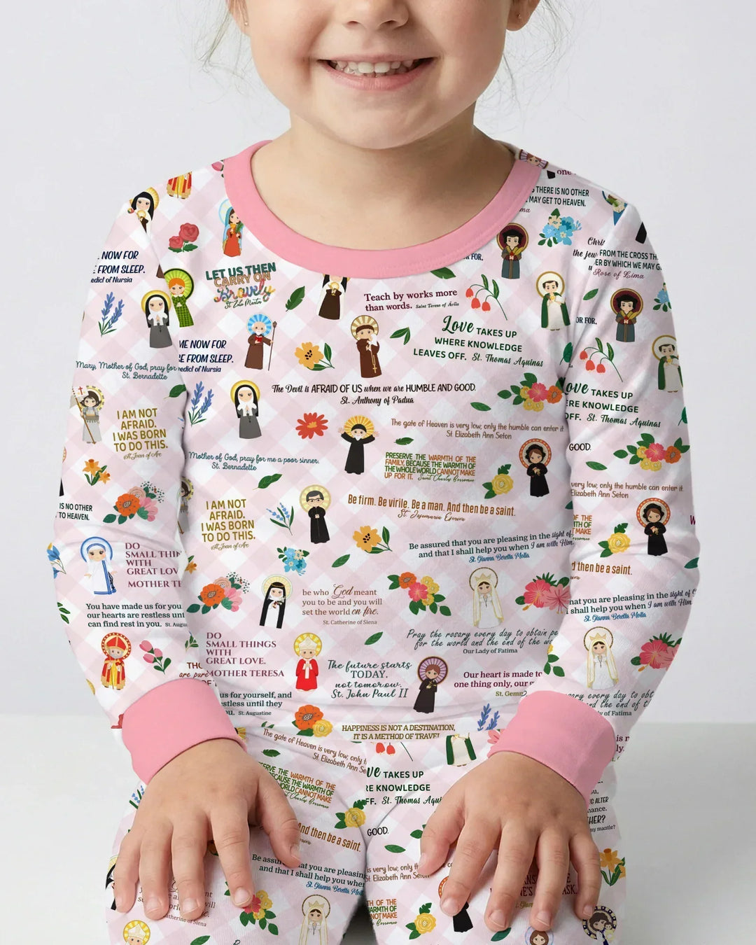 Catholic Saint Quotes Bamboo Two Piece Long Sleeve Pajama Set