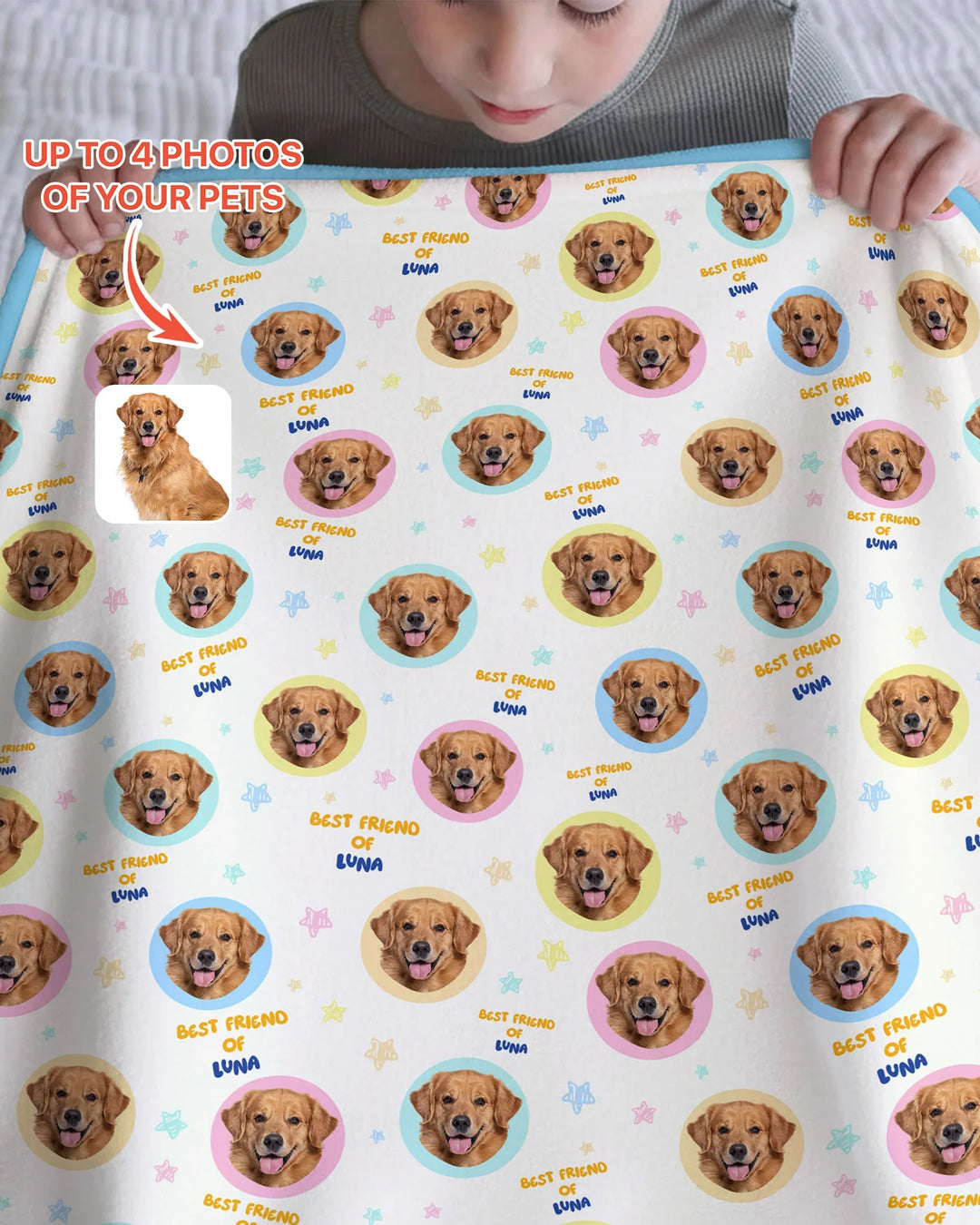 Best Friend Custom Name And Pet Photos Bamboo Blanket