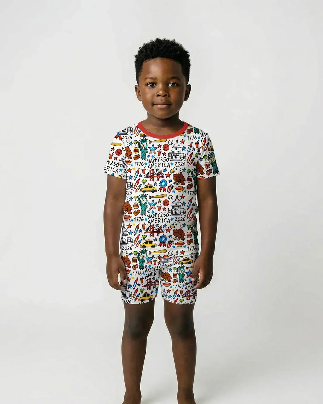 Doodle America 250th Anniversary Family Bamboo Two Piece Short Sleeve Shorts Pajama Set