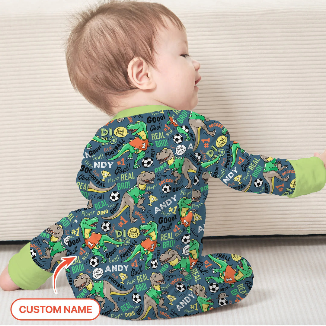 Custom Name Dino Soccer Bamboo Convertible Zippy